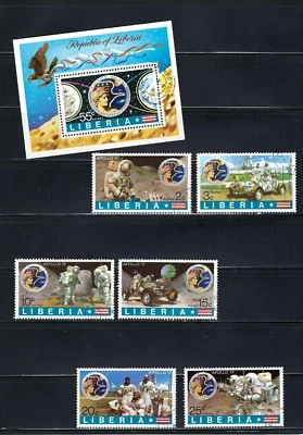 ''APOLLO 17 U.S. MOON MISSION''  LIBERIA   {6}  S/SHEET 1973 __ LH - Image 1 of 2