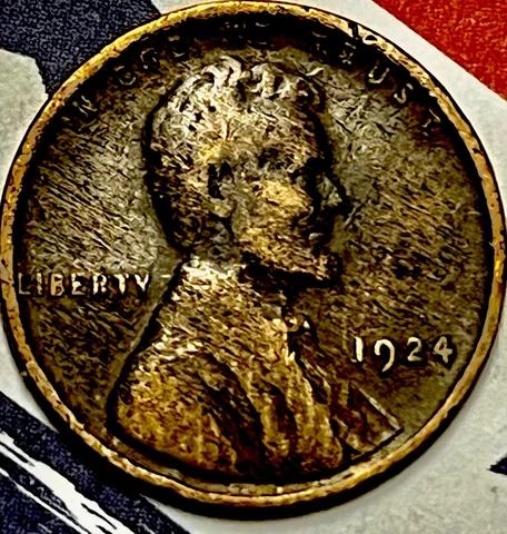 1924 P WHEAT CENT "WOODY" PENNY WITH REAL WOOD FIBERS LOOK! BOTH SIDES! WOW!!! Cover