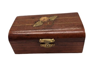 Dome Top Smooth Wood Trinket Jewelry Box Hinged Floral Vintage Small 4.5 x 2.75" - Picture 1 of 12