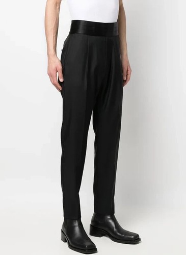 Pantalone smoking uomo Dsquared2 nero monopiega vita alta nuovo con etichette $1640