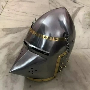 SCA HNB Helmet Steel Medieval Combat Bascinet Helmet Pig Face Helmet - Picture 1 of 6