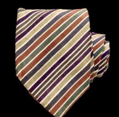 Vintage GUY LAROCHE  Paris Multi Color Striped Tie 3”x 54” Short Exl’t Cond - Image 1 of 4