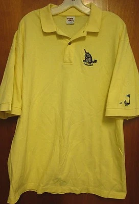 B KLIBAN CATS yellow Hawaii lrg polo shirt vtg 1980s golf embroidery w/ mouse - Imagem 1 de 4