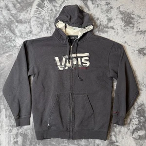 Vintage Y2K Vans Full-Zip Black Hoodie Long Sleeve Size Large Camo Hood - Bild 1 von 7
