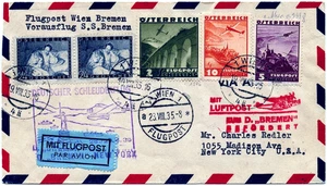 Katapult 1935 Österreich Wien Nachbringeflug Köln New York Catapult H 209 / 1404 - Bild 1 von 2