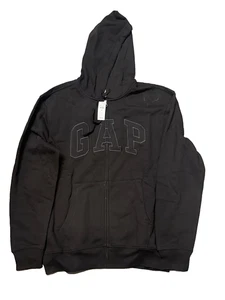 GAP Felpa Uomo Full Zip Pile con Cappuccio Nera Media | Felpa Logo Morbida Calda NUOVA - Foto 1 di 2