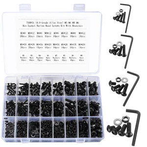 720 tlg M3 M4 M5 M6 Muttern und Schrauben Set schwarz Schrauben und Muttern Set Rundkopf He... - Bild 1 von 12