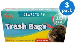 Ri-Pac Sacchetto Spazzatura Alto con Coulisse Casa Giardino Cucina Spazzatura 30Gal 30Bags-3Boxes - Foto 1 di 1