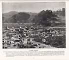 1897 VICTORIAN PRINT ~ NATAL ~ NATIVES WASHING LINEN IN TERRACED POOLS