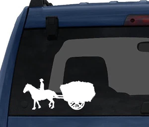 Farm #4 - Farmhand Horse Drawn Pulling Hay Truck Worker- Car Tablet Vinyl Decal - Picture 1 of 1