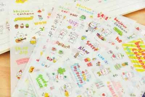 #14 Cute piggy cartoon pvc kids stickers notebook diary decoration 6 sheets  - Picture 1 of 12