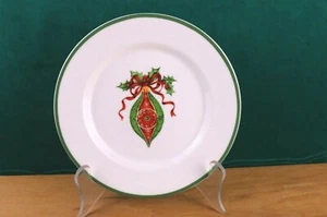 Radko Holiday Celebrations Ornament Salad Plate Christmas Colombia Green Rim - Picture 1 of 4