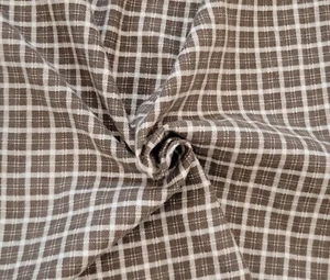 Tela de franela de algodón a cuadros por yarda marrón blanco [PJ, camisa, manta] 4/24 - Imagen 1 de 7