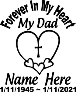 In Loving Memory Forever Heart Decal 6" Mom Dad Window Sticker Personalized car - Bild 1 von 3