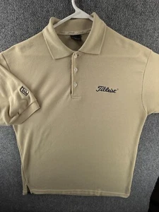 VTG Titleist Polo Shirt Beige Short Sleeve Knit Cotton Footjoy Mesh Golf Adult - Picture 1 of 15