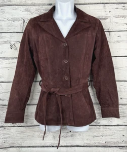 Maxima Wilsons Leather Women's Burgendy Leather Button Front Jacket Size Medium - Picture 1 of 5