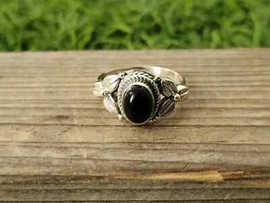 Oval Black Onyx Gemstone Statement Ring 925 Sterling Silver Women Ring Size C79 - Picture 1 of 10