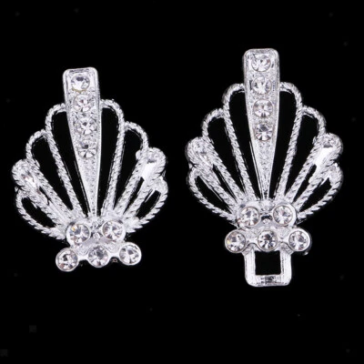 1 Pair Rhinestone Metal Closure Hook & Eye Clasp for Clothes Dress Bags Decor - - Image 1 of 4
