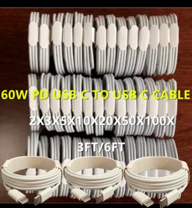 Fast Charger Charging Cord PD Cable For Samsung WHOLESALE 60W Type C to Type C - Picture 1 of 20