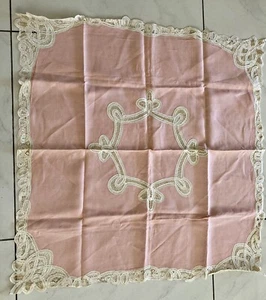 Pretty Handmade Pink & Lace Card Tablecloth Bridal/baby Sweet 16 Chateau Core - Picture 1 of 9