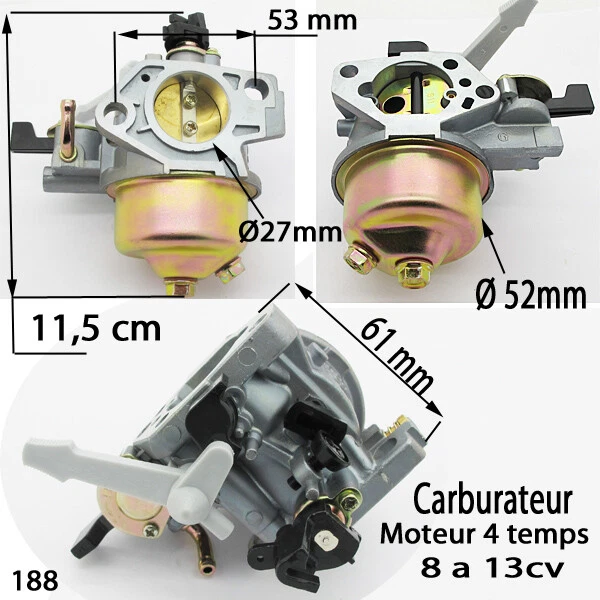 Carburateur avec robinet piece LIFAN  moteur a essence 13 CV a 8 cv - Photo 1/1