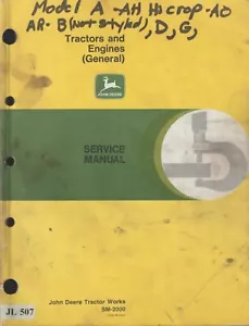 JL507 John Deere Traktoren und Motoren (allgemein) Service Manual (1952) SM-2000 - Bild 1 von 1