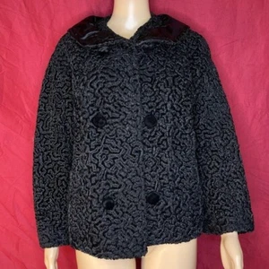 Vintage 1950’s The White House Curly Persian Lambs Wool Swing Coat Medium - Picture 1 of 12
