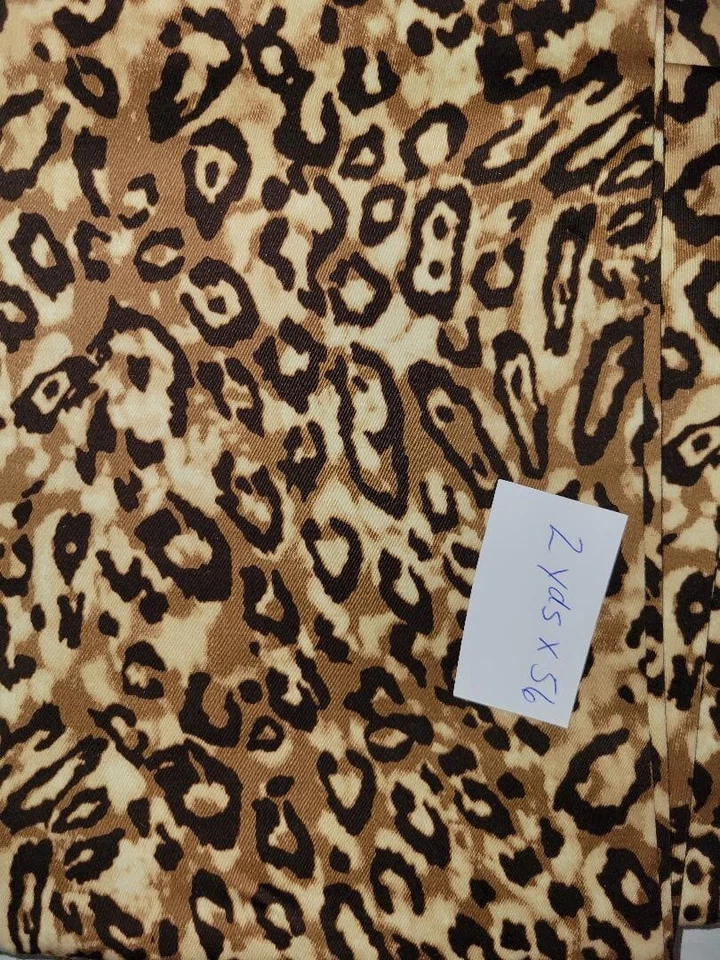 Cotton Fabric Brown Leopard Print. Pre-cut at 2 yds. - Image 1 of 1