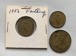 Lot of 2 Jamaica 1952 Farthing & 1 1955 One Penny Coins - Picture 1 of 2