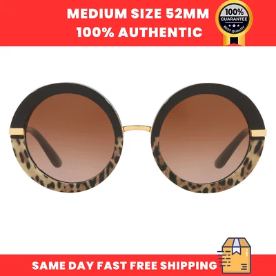 Óculos de Sol Feminino Dolce & Gabbana DG4393F 324413 Preto Redondo Marrom Gradiente 52mm - Imagem 1 de 4