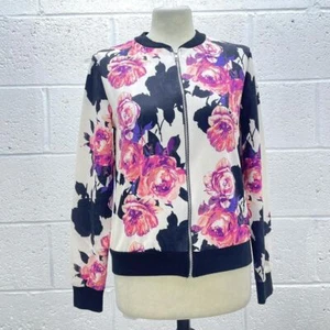 GIACCA DA BASEBALL FLOREALE INSTYLE AVORIO ROSA STAMPA BOMBER Y2K UK S/M - Foto 1 di 6