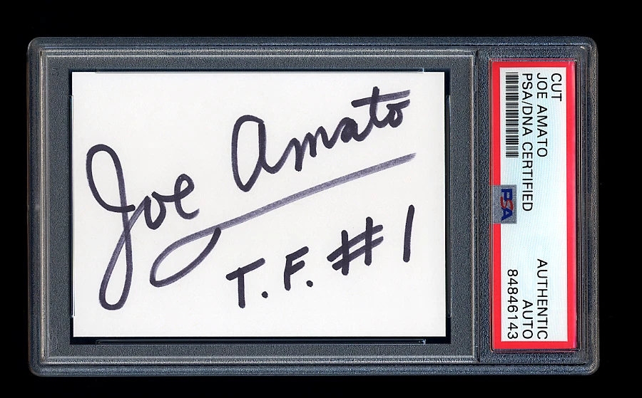 JOE AMATO SIGNED MINT CUT PSA/DNA AUTOGRAPHED NHRA TOP FUEL DRAG RACING CHAMPION - Image 1 of 1