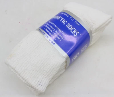 Calcetines para diabéticos holgados top 3 pares talla 9-11 blancos media pantorrilla hechos en EE. UU. Foto 1 de 4