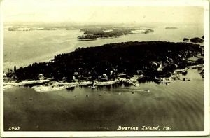 Postal con foto real 1950 RPPC con vista aérea Bustins Island Maine - Imagen 1 de 2