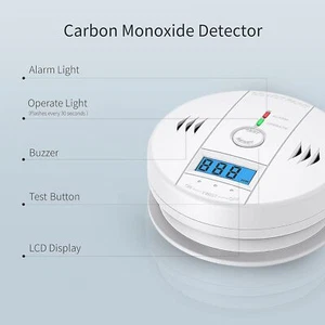 10 Year Life Home Carbon Monoxide Alarm & LED Display CO2 Sensor Battery Powered - Picture 1 of 7