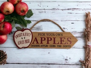Pick Your Own Apples Wood Rustic Vintage Country Fall Farmhouse Wall Decor - Picture 1 of 1