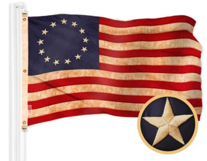 G128 Betsy Ross Tea-Stained Flag 6x10 Ft Embroidered 420D Polyester - Picture 1 of 8