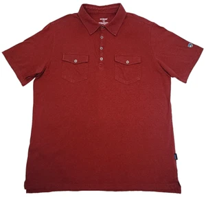 Kuhl Shirt Polo Golf Größe L Baumwollmischung dunkelrot gestreift Kurzarm Tasche - Bild 1 von 14