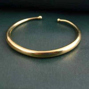 Men's 7mm Filled Stackable Open Cuff 14k Yellow Gold Over Bangle Bracelet-8" - Picture 1 of 3