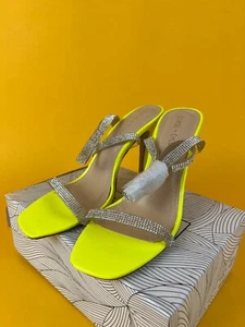 Chase + Chloe Visor 2 Slingback Heels Womens 9 Neon Yellow Strappy Jeweled NWB - Picture 1 of 11