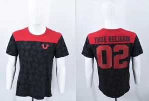 True Religion RARE!! Palm Sport Football Black/Red T-Shirt Mens Medium - Picture 1 of 12