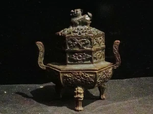 Quemador de incienso fino y antiguo de bronce, para ahumar - Imagen 1 de 12