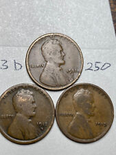 1911-D, 1912-D, 1913-D LINCOLN WHEAT CENT 3 COIN SET, nice condition, #250