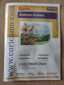 Stickbild, Kreuzstich, Zählmuster, Herbstblumen, Handarbeiten - Bild 1 von 1