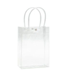 10 Pack Clear PVC Gift Bags Waterproof Reusable Tote Bags with Handles - Picture 1 of 8