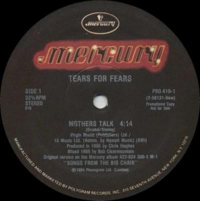 TEARS FOR FEARS Mothers Talk (1984 U.S. Double Side A Promo 12inch) - Image 1 of 2