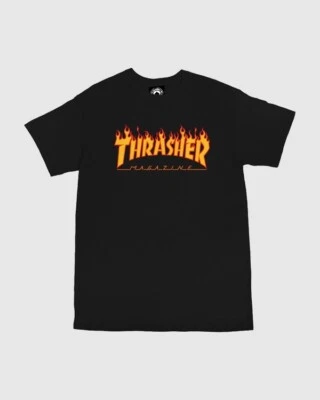 Thrasher Flame T-Shirt Tee New Black Skate Shop Aust Seller Thrasher Mag 110102M - image 1 of 3