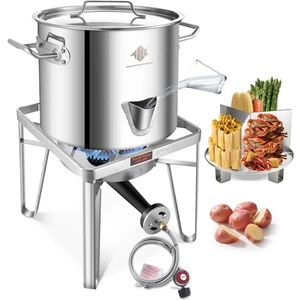 40QT Stainless Steel Steamer Pot with Propane Burner - Picture 1 of 7