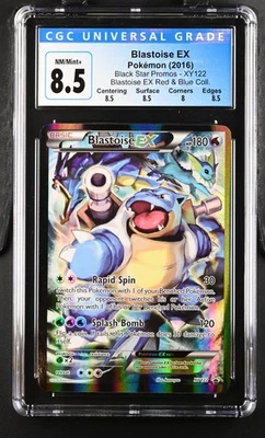 Tarjeta Pokémon roja y azul CGC 8,5 Blastoise EX 2016 Black Star Promo XY122 Foto 1 de 2