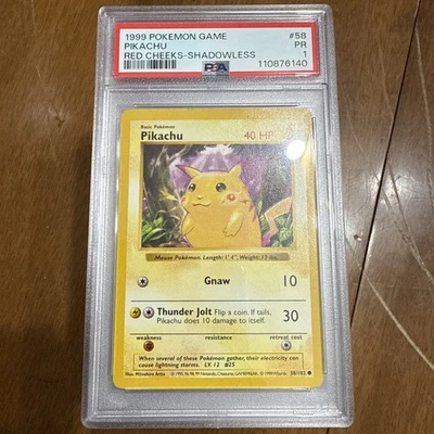 Pokémon shadowless red cheeks pikachu base set psa graded 1 card 58/102 1999 - Image 1 of 2